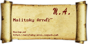 Malitsky Arnó névjegykártya